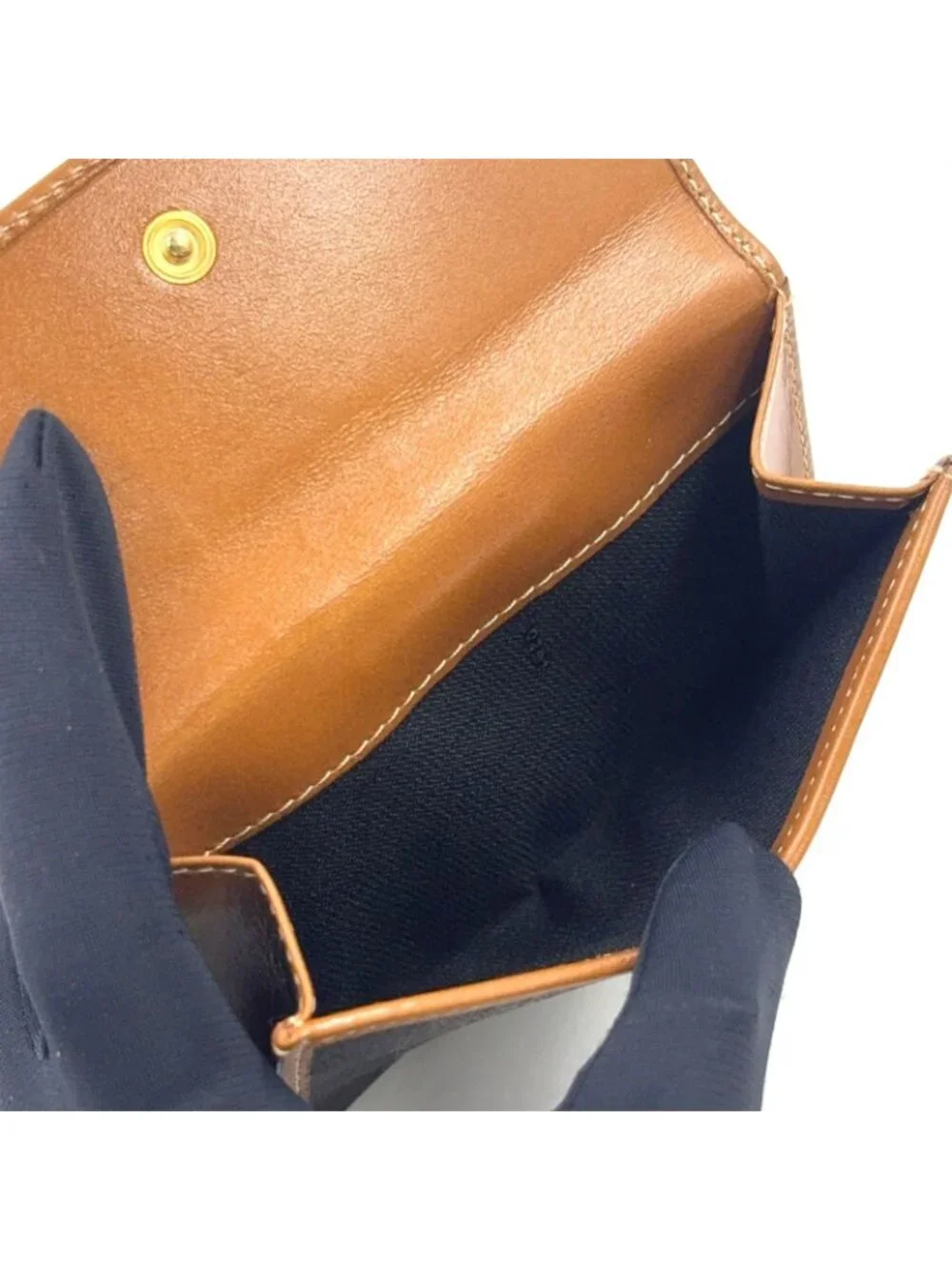 Fendi Pecan Leather Brown Beige Snap Wallet Gold